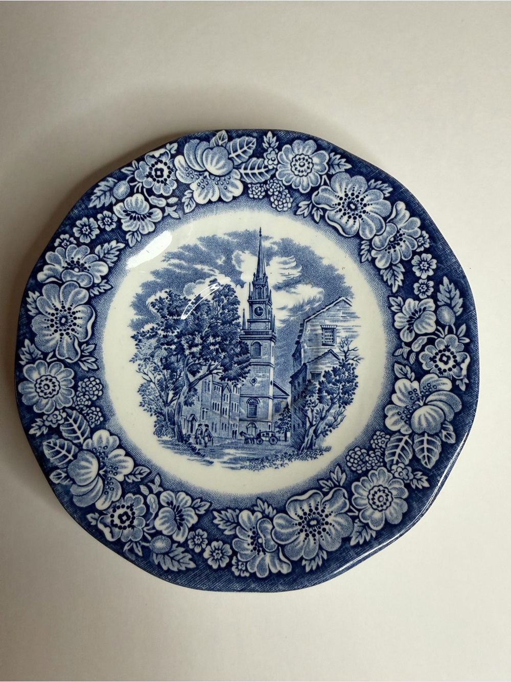 Liberty Blue Old North Church England Saucer Plate 5.5”